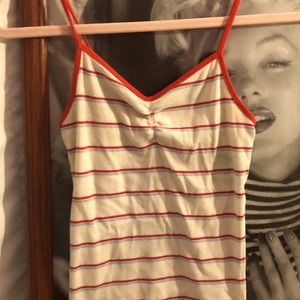 Tank top with red stripes and blue